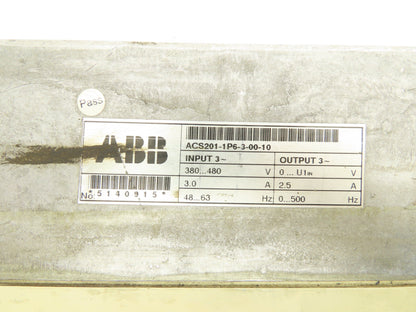 ABB ACS201-1P6-3-00-10 ACS 200 AC VFD Drive 1HP 480V 3PH Broken Cover