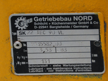 Nord SK 22 IEC 90 VL Inline Gear Reducer 3.5:1 Gearbox 30mm Output 500 RPM