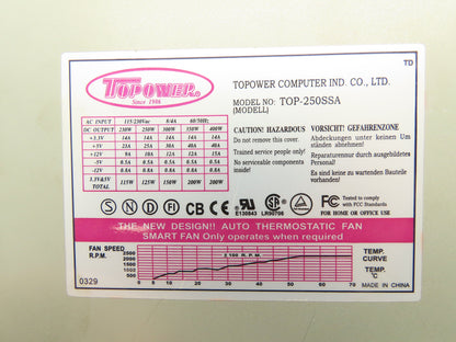 Topower TOP-250SSA ATX Power Supply Module 115/230V 250W