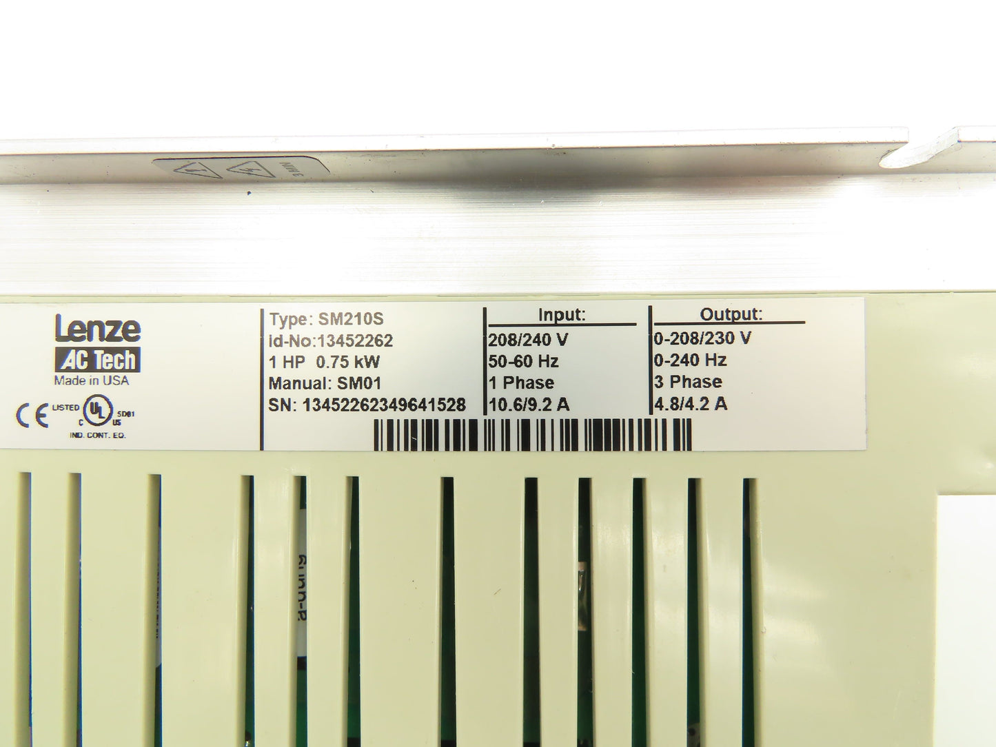 Lenze SM210S AC Tech VFD Variable Frequency Drive 1Hp 0.75kw 240V 1Ph Input