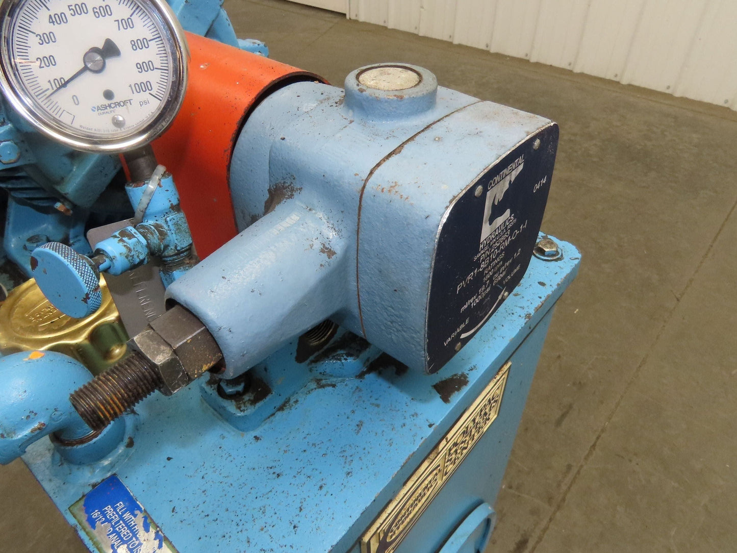 Continental PVR1-8B10-RM Hydraulic Power Unit 20 Gal 9 GPM 1000 PSI 5Hp 460V
