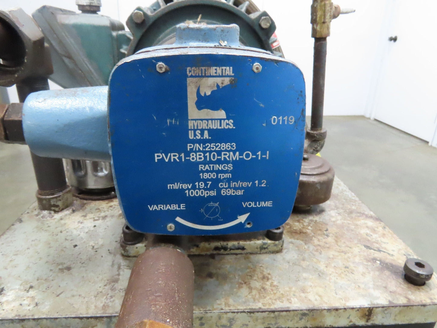 Continental PVR1-8B10-RM Hydraulic Power Unit 20 Gal 9 GPM 1000 PSI 3Hp 460V