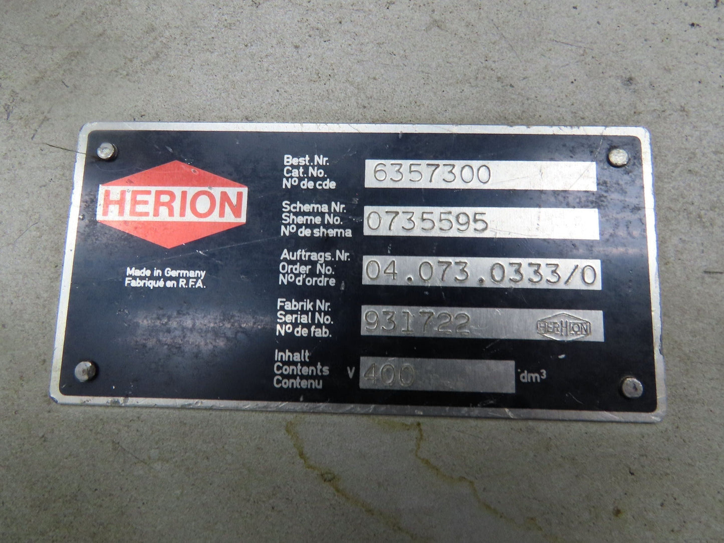 Herion Hydraulic Power Unit 10Hp 120 Gal 4500 PSI Denison Pump PV6-2R1C-C02