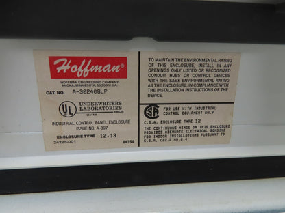 Hoffman A302408LP Electrical Enclosure Control Panel 30x24x8" Backplate