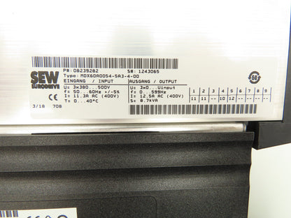 Sew Eurodrive MDX60A0054-5A3-4-00 Movidrive B Inverter Drive w/Controller MDX61B