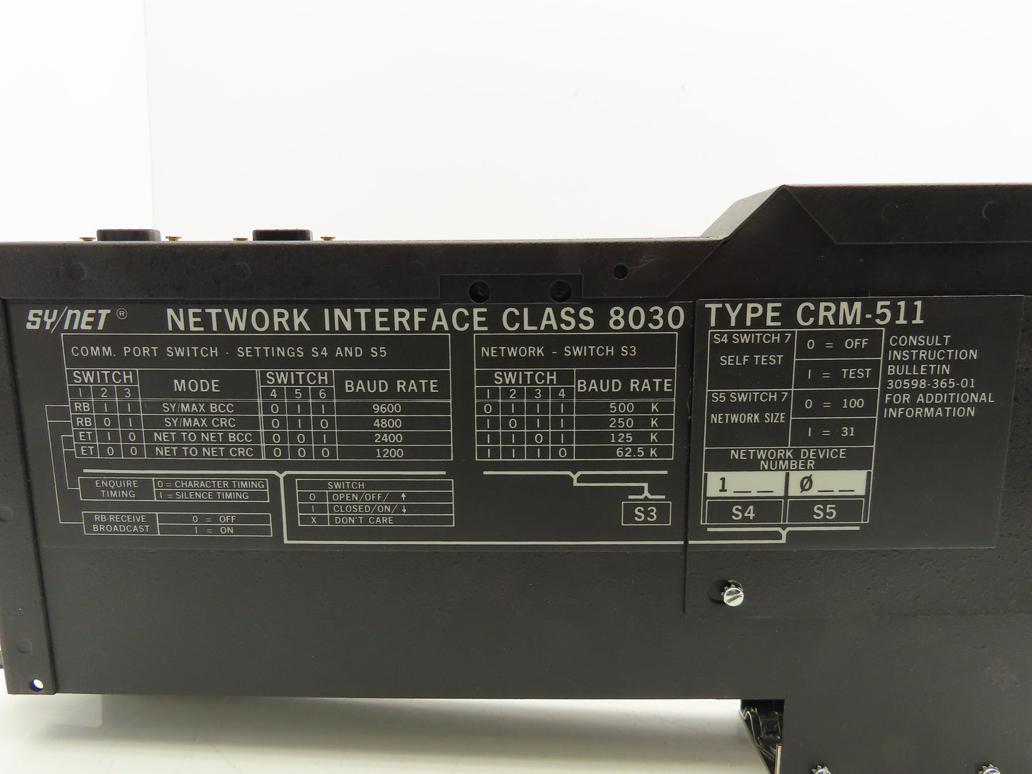 Square D 8030-CRM511 Sy/Max Network Interface Module Series A2 Rev 1.00 5VDC 1A