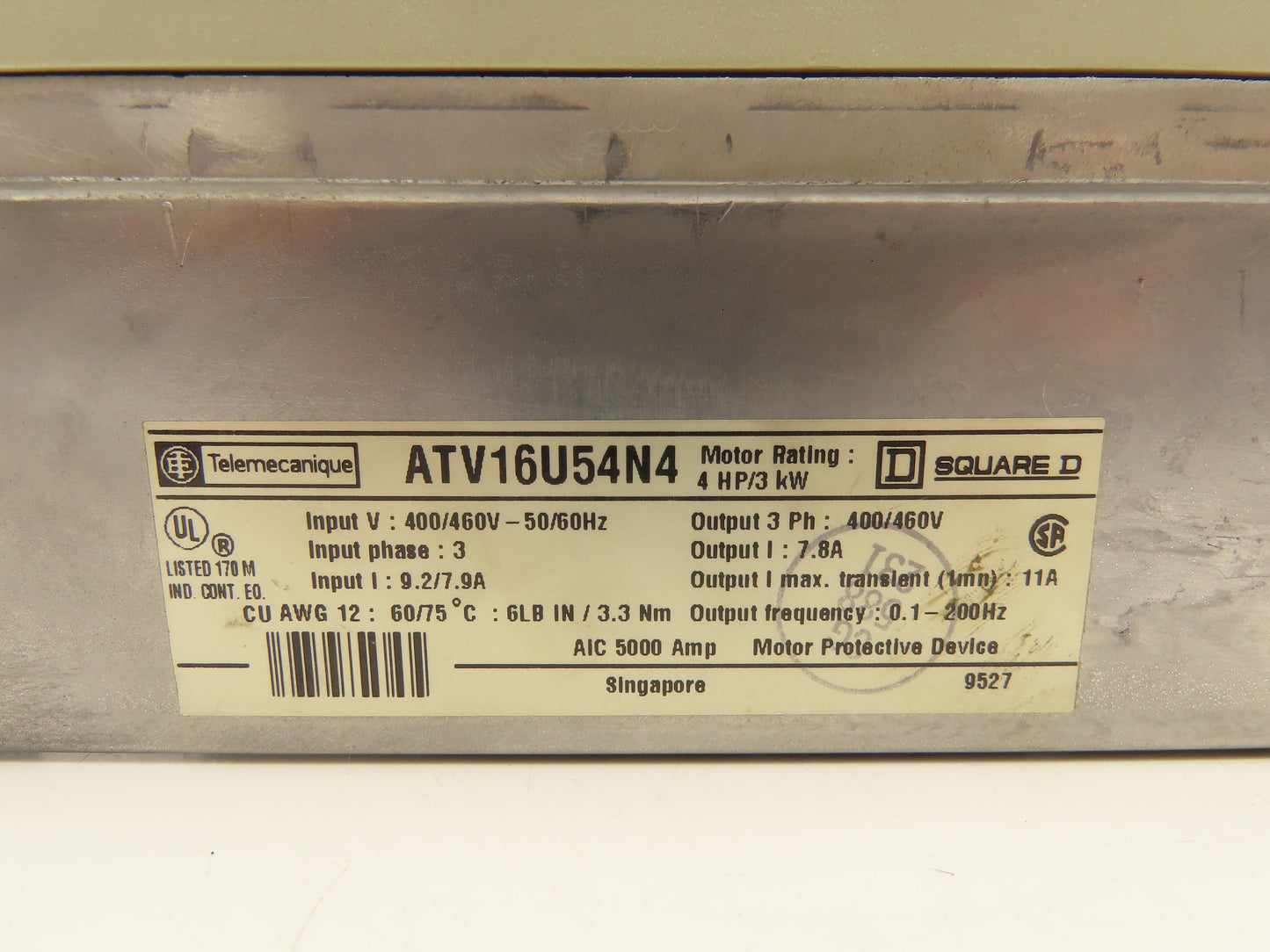 Square D/Telemecanique ATV16U54N4 Altivar 16 4 Hp AC Drive 460V 3PH 7.8A 460V