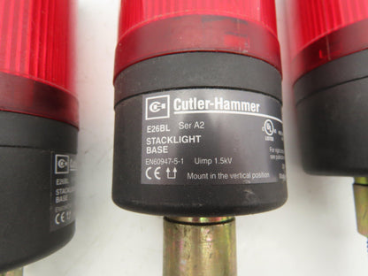 Cutler-Hammer E26BL Stack Light Base Red E26 Ser A2 Bulb Lot of 5