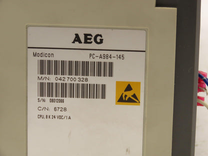 AEG/Modicon PC-A984-145 PLC CPU Processor Module 24VDC 14 Card Rack
