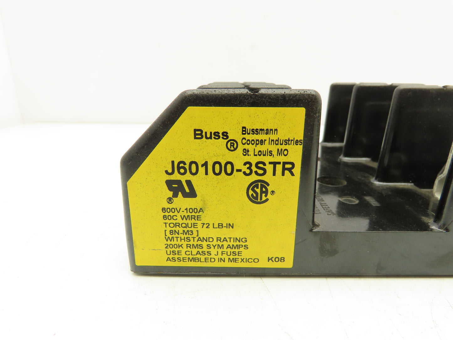 Bussmann J60100-3STR Fuse Holder Block 600V 100A 3 Pole Lot of 3