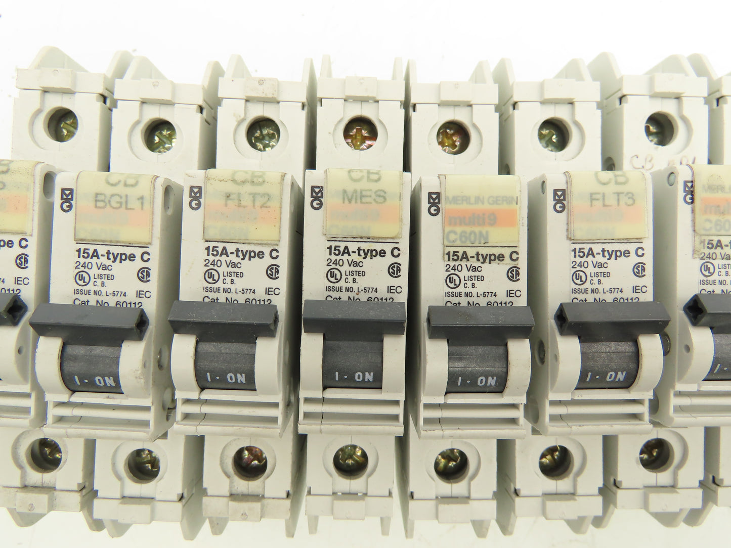 Merlin Gerin C60N Circuit Breaker 1 Pole 240V 15A-Type C Lot of 15
