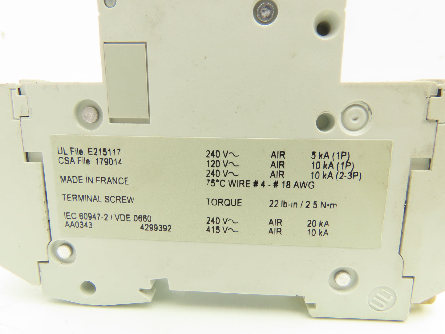 Merlin Gerin C60N Circuit Breaker 1 Pole 240V 15A-Type C Lot of 15