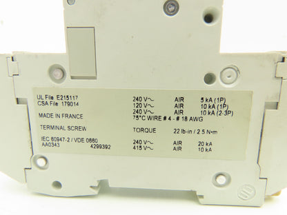 Merlin Gerin C60N Circuit Breaker 1 Pole 240V 15A-Type C Lot of 15