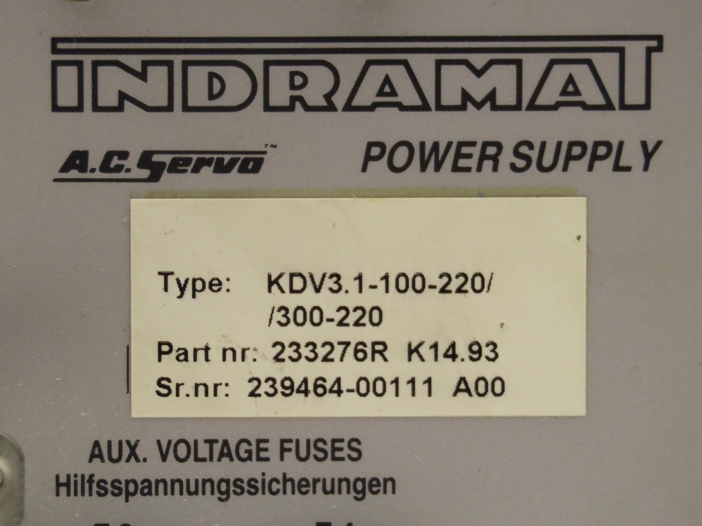Indramat KDV 3.1-100-220/300-220 AC Main Servo Spindle Drive 100A 300V