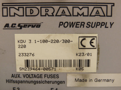 Indramat KDV 3.1-100-220/300-220 AC Main Servo Spindle Drive 100A 300V