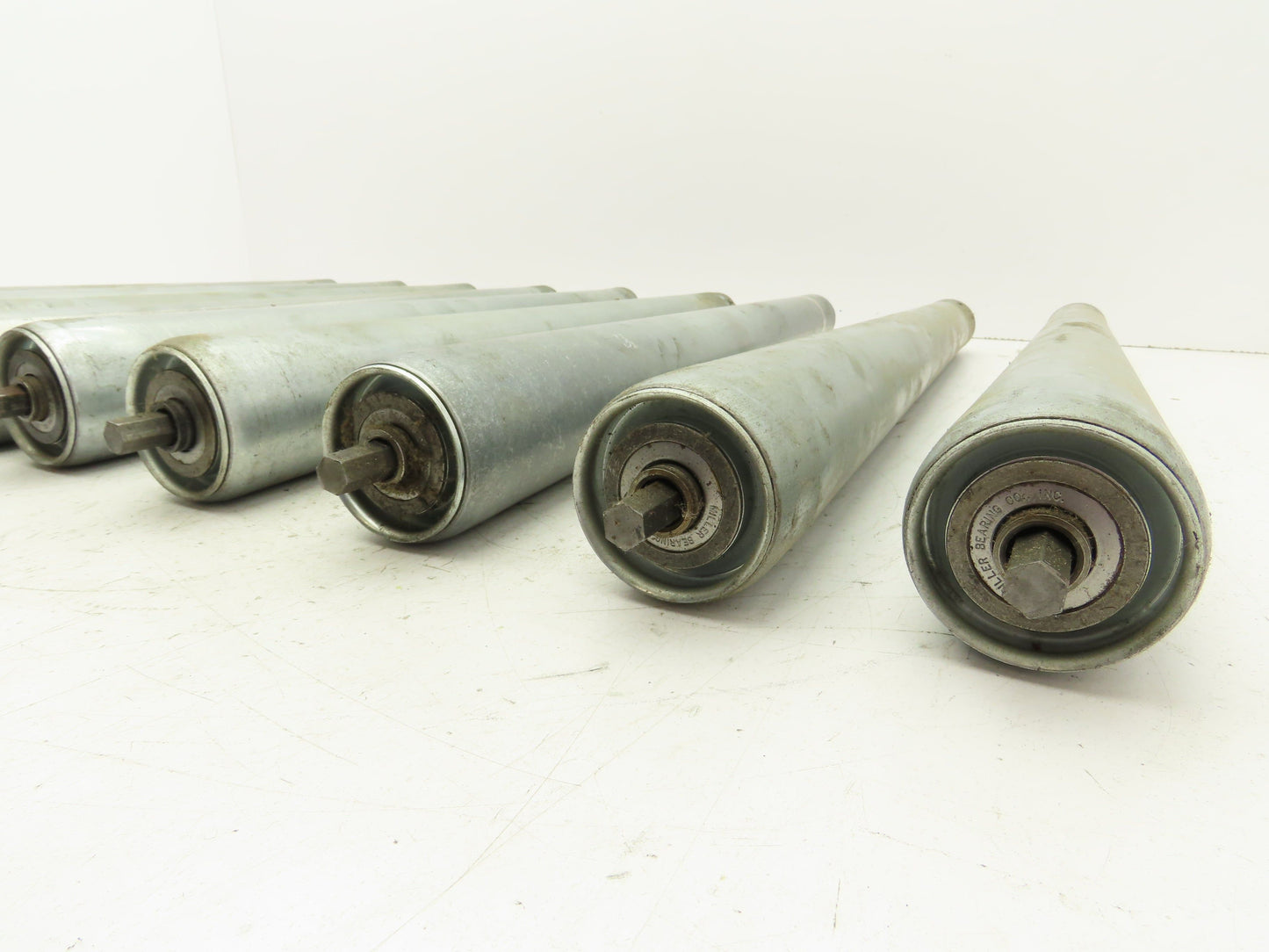 Curve Conveyor Tapered Roller 21"BF Galvanized Steel 7/16" Hex Axle  Lot of 9