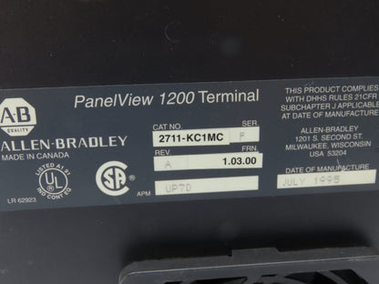 Allen Bradley 2711-KC1MC PanelView 1200 Operator Panel Keypad 12" Color Screen