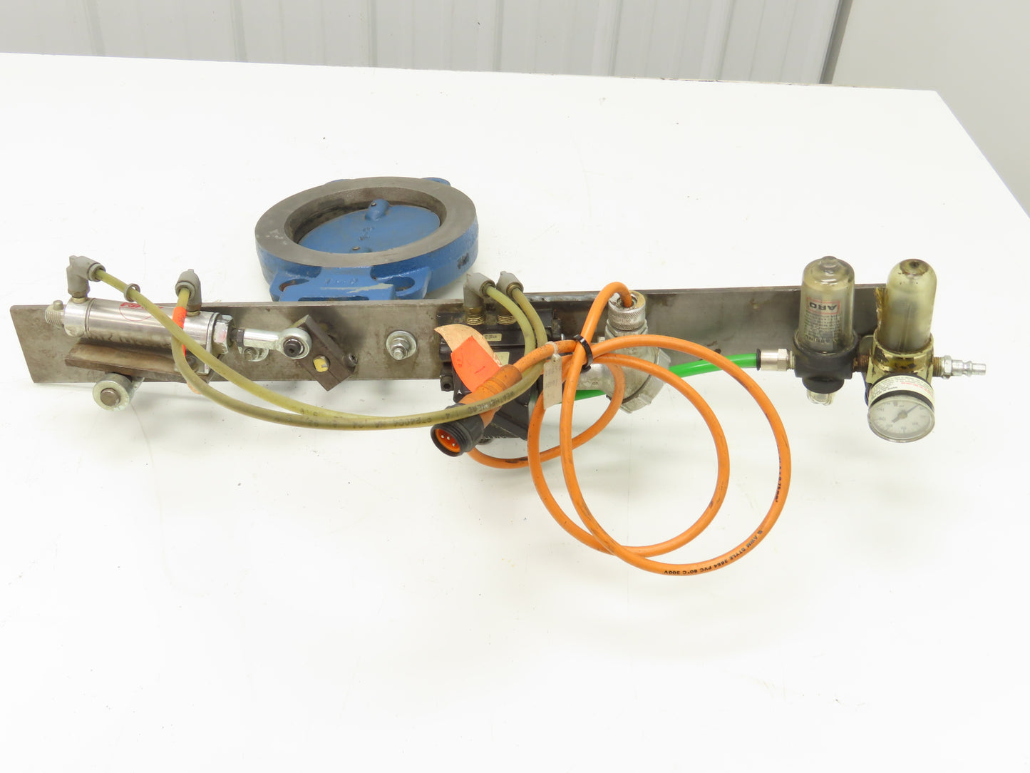 5" Wafer Style Steel Butterfly Valve 24V Pneumatic Solenoid Actuator Assembly