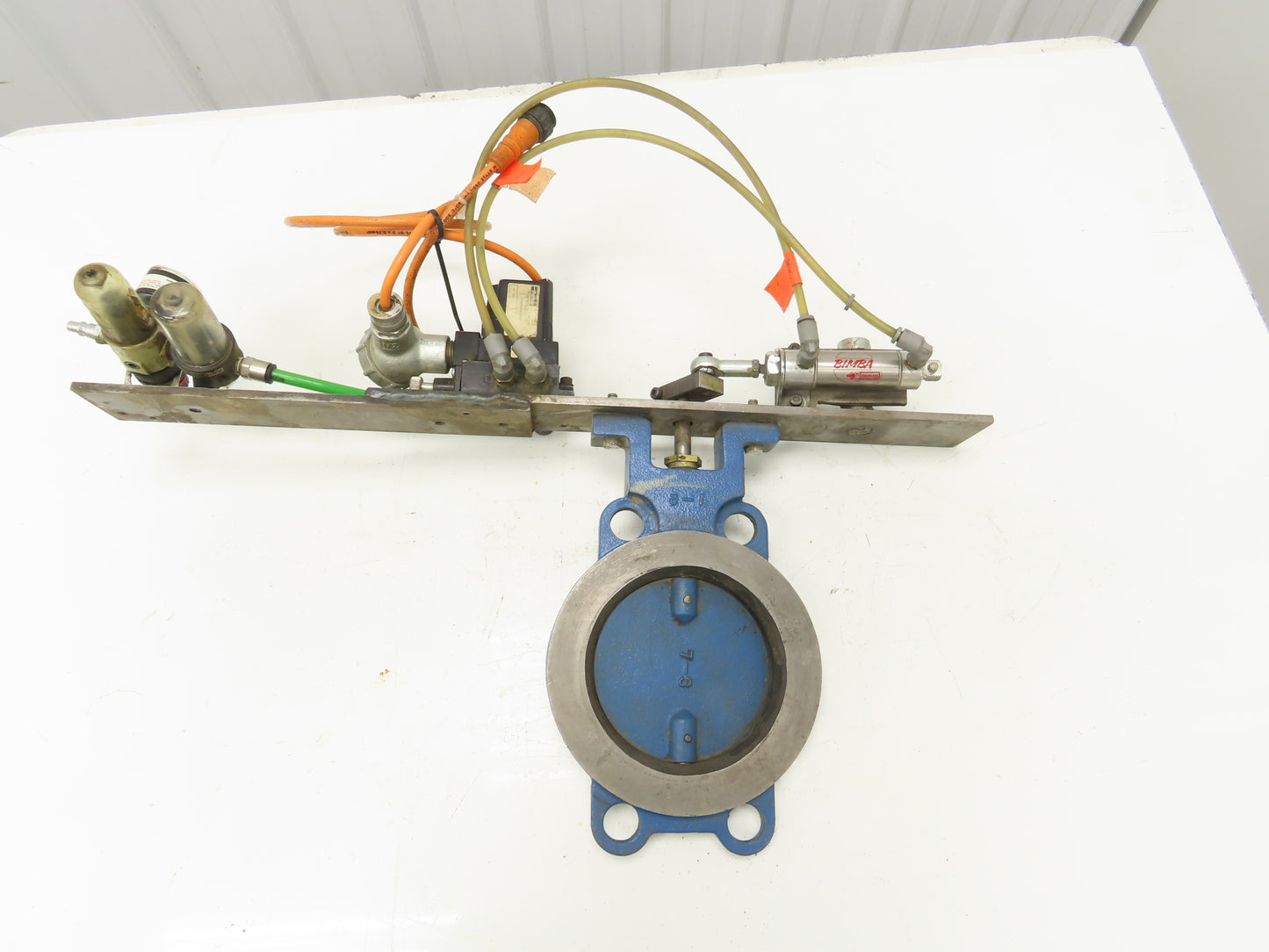 5" Wafer Style Steel Butterfly Valve 24V Pneumatic Solenoid Actuator Assembly