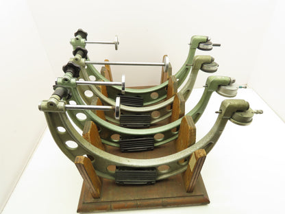 Vintage Tubular Bow Micrometer 2.3-14" Outside Dia 0.1mm Dial Gauge Set of 4