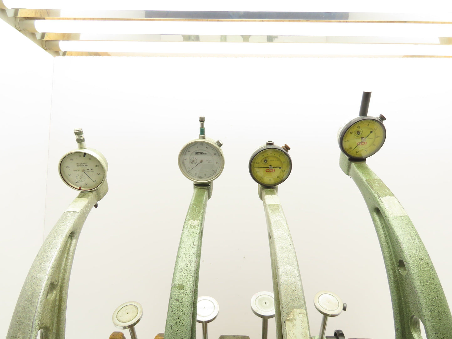 Vintage Tubular Bow Micrometer 2.3-14" Outside Dia 0.1mm Dial Gauge Set of 4