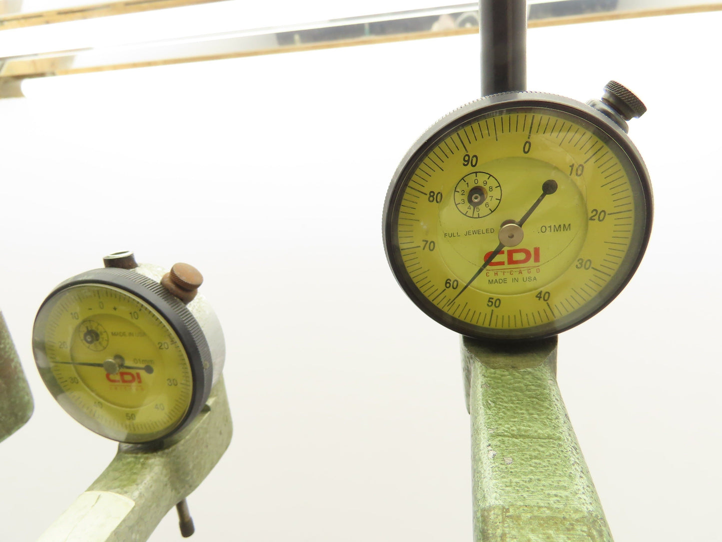 Vintage Tubular Bow Micrometer 2.3-14" Outside Dia 0.1mm Dial Gauge Set of 4