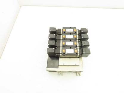 SMC VFS3300-5FZ Pneumatic 5-Station Manifold 5/3 Solenoid Valves 24VDC 3/8" NPT
