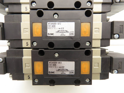 SMC VFS4500-5FZ Pneumatic 5-Station Manifold 5/3 Solenoid Valves 24VDC 1/2" NPT