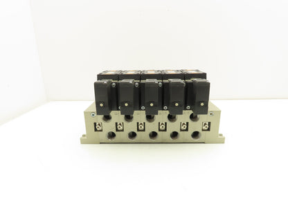 SMC VFS4500-5FZ Pneumatic 5-Station Manifold 5/3 Solenoid Valves 24VDC 1/2" NPT
