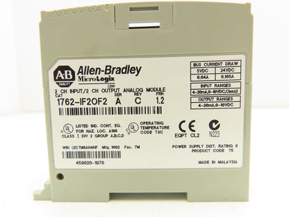 Allen Bradley 1762-IF2OF2 MicroLogix 1200 Analog I/O Module Ser A Rev C FRN 1.2