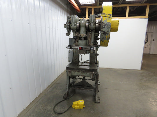 Johnson No 5 Mechanical OBI Punch Press 50 Ton 4" Stroke 10" Throat Bad Motor