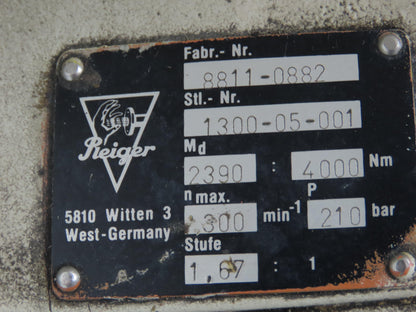 Reiger 8811-0882 Radial Piston Hydraulic Motor 2950 Ft-Lb