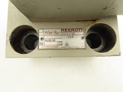 Rexroth LFA40 GWA-60/V/12 Logic Cartridge Valve Solenoid Control Cover 120V
