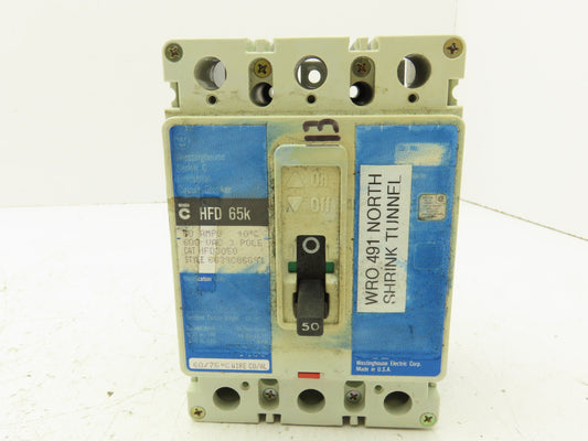 Westinghouse HFD3050 Industrial Circuit Breaker 50 Amp 600V 3 Pole