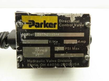 Parker D3T1H21X4544 Directional Control Valve 2-Position Spring Return 3000 PSI