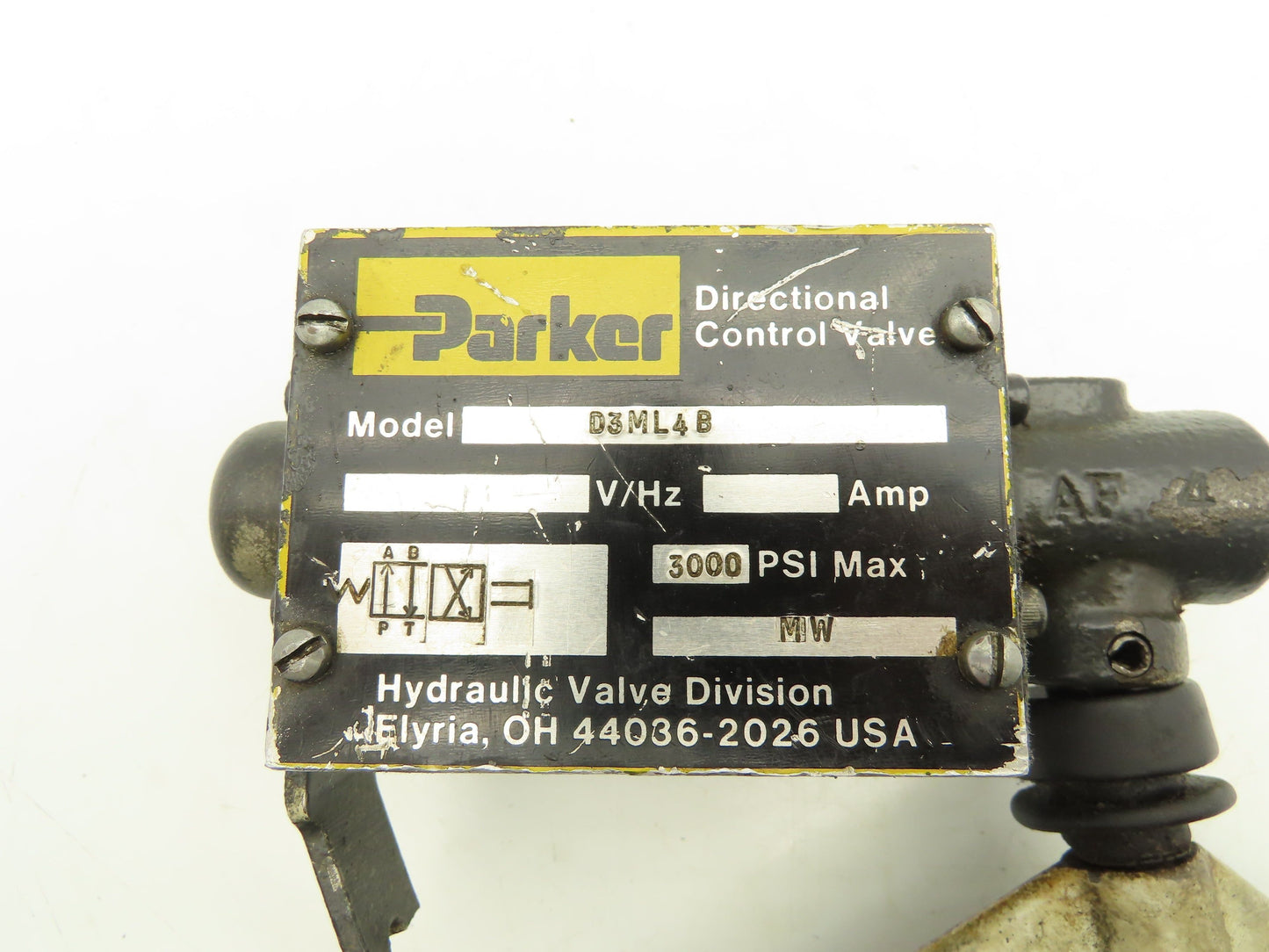 Parker D3ML4B Directional Control Manual Lever Valve 2-Pos Spring Return 3000psi