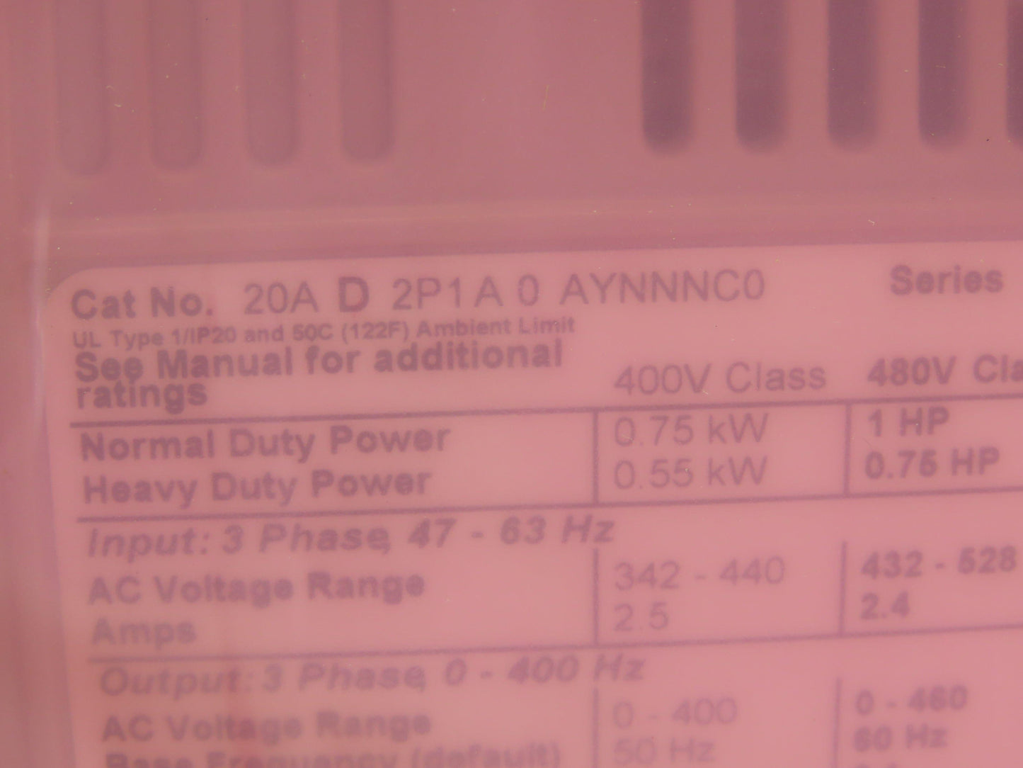 Allen Bradley 20AD2P1A0AYNNNC0 PowerFlex 70 Variable AC Drive VFD 1Hp 480V 3Ph