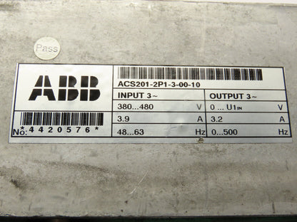 ABB ACS201-2P1-3-00-10 ACS 200 AC VFD Drive 480V 3.2A Missing Cover