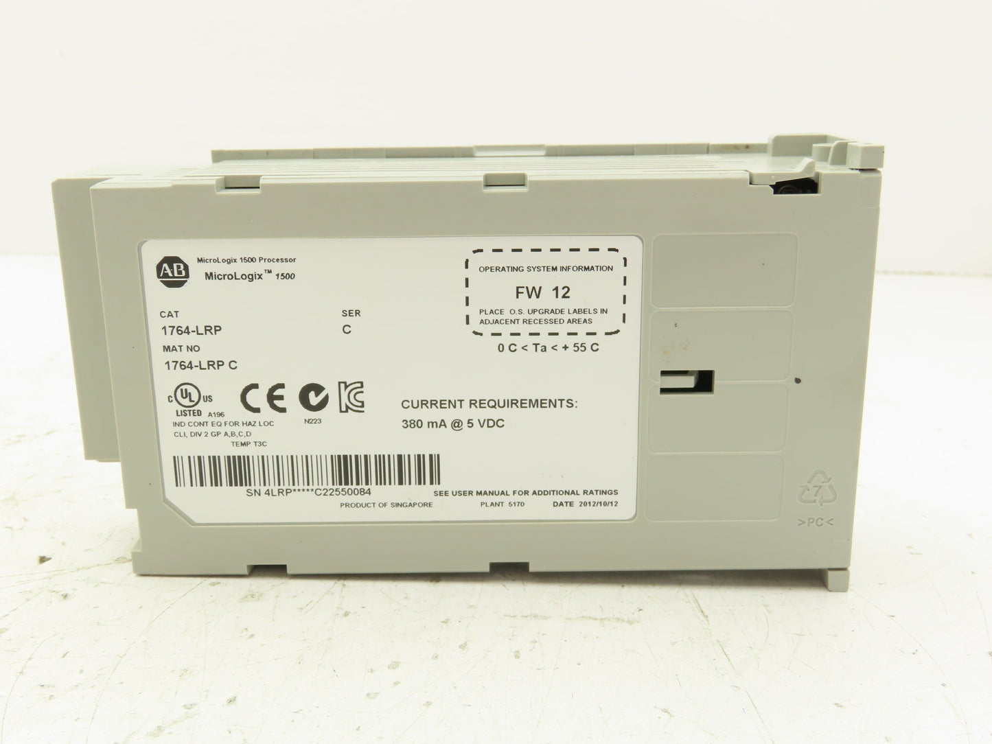 Allen Bradley 1764-LRP MicroLogix 1500 Processor Unit Series C FW 12