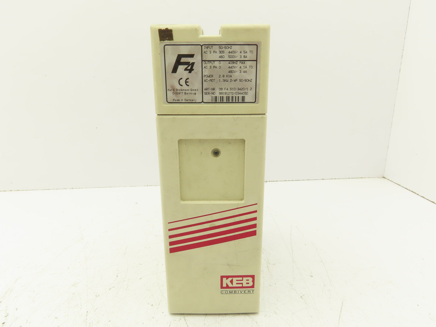 KEB 09.F4.S1D-3420 V1.2 Combivert AC Drive 3PH 2.8KVA 480V 3.4A