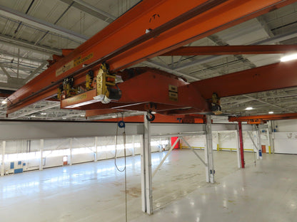 Cleveland Tramrail P&H 15 Ton Double Girder Underhung Bridge Crane 43' Span