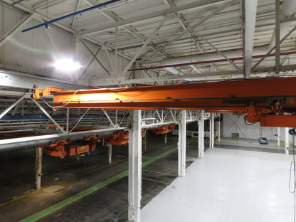 Cleveland Tramrail P&H 10 Ton Double Girder Underhung Bridge Crane 43' Span