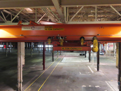 Cleveland Tramrail P&H 15 Ton Double Girder Bridge Crane 34' 10" Span w/Remote