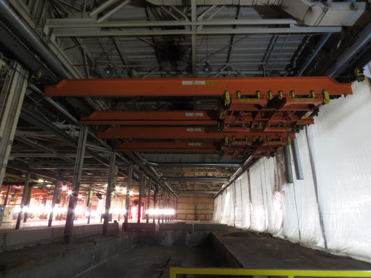 Cleveland Tramrail P&H 15 Ton Double Girder Bridge Crane 45' Span 2-Hoists
