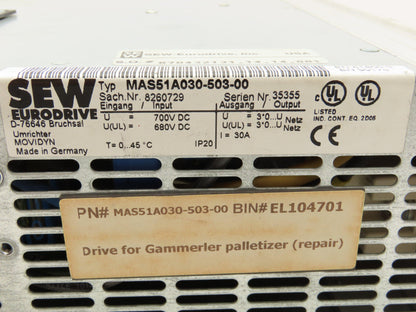 SEW Eurodrive MAS51A030-503-00 AC Servo Motor Drive Movidyn 700VDC 30A