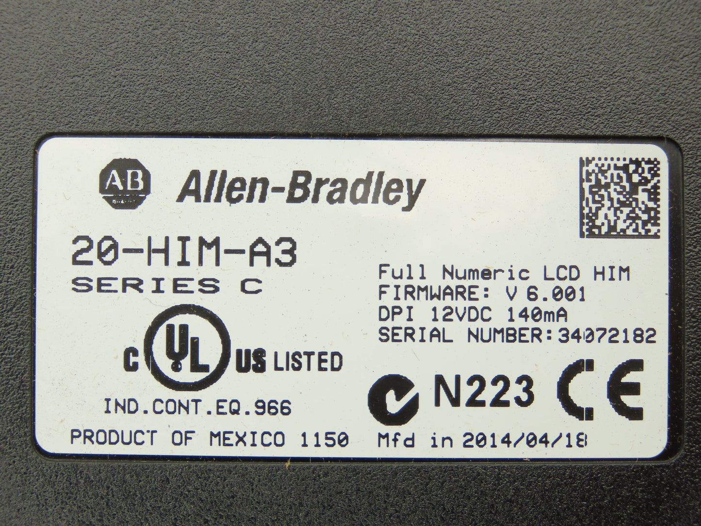 Allen Bradley 20AD3P4A0AYNANNN PowerFlex 70 Variable AC Drive VFD 2Hp 480V 3PH