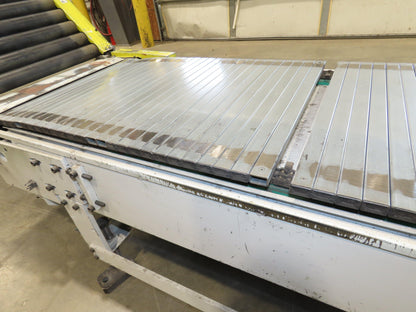 Steel Slat Top Conveyor w/Pneumatic Tilt Roller Bed 460V 3PH Chain Drive