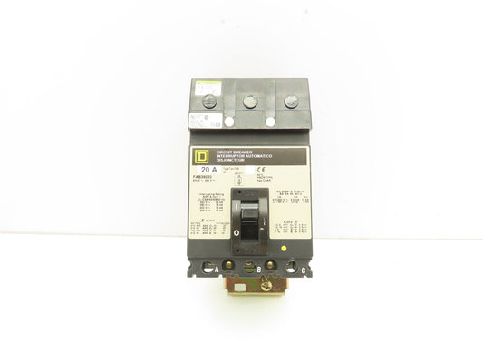 Square D FAB36020 I-Line Circuit Breaker 20A 600V 3 Pole Gray Face