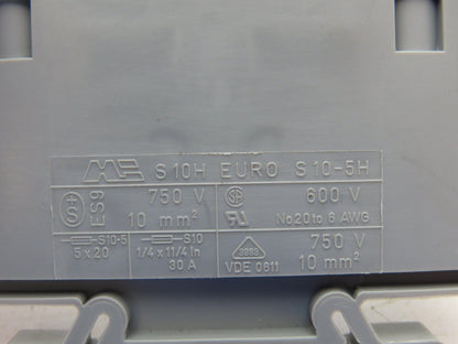 Morsettitalia S10H EURO S10-5H DIN Rail Terminal Block Fuse Holder 30A Lot of 25