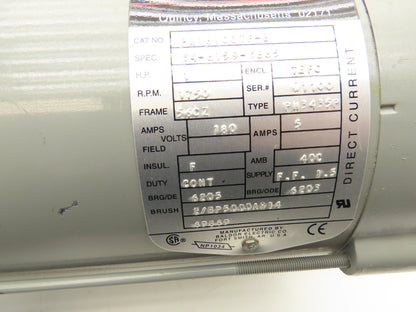 Boston Gear PM18100TF-B DC Motor 180V 1Hp 5A 1750 RPM 56CZ Frame 7/8" Shaft